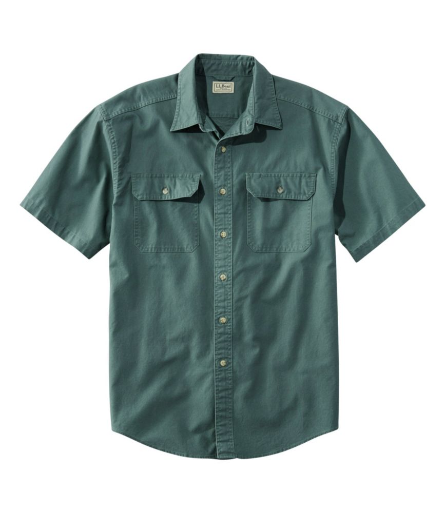 Men's Sunwashed Canvas Shirt, Traditional Fit Short-Sleeve