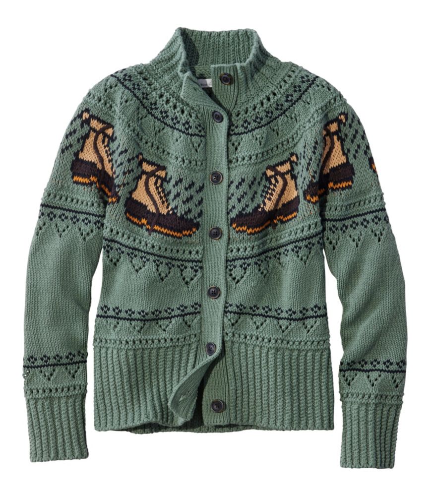 Women's Signature Cotton Fisherman Sweater, Short Cardigan Fair Isle