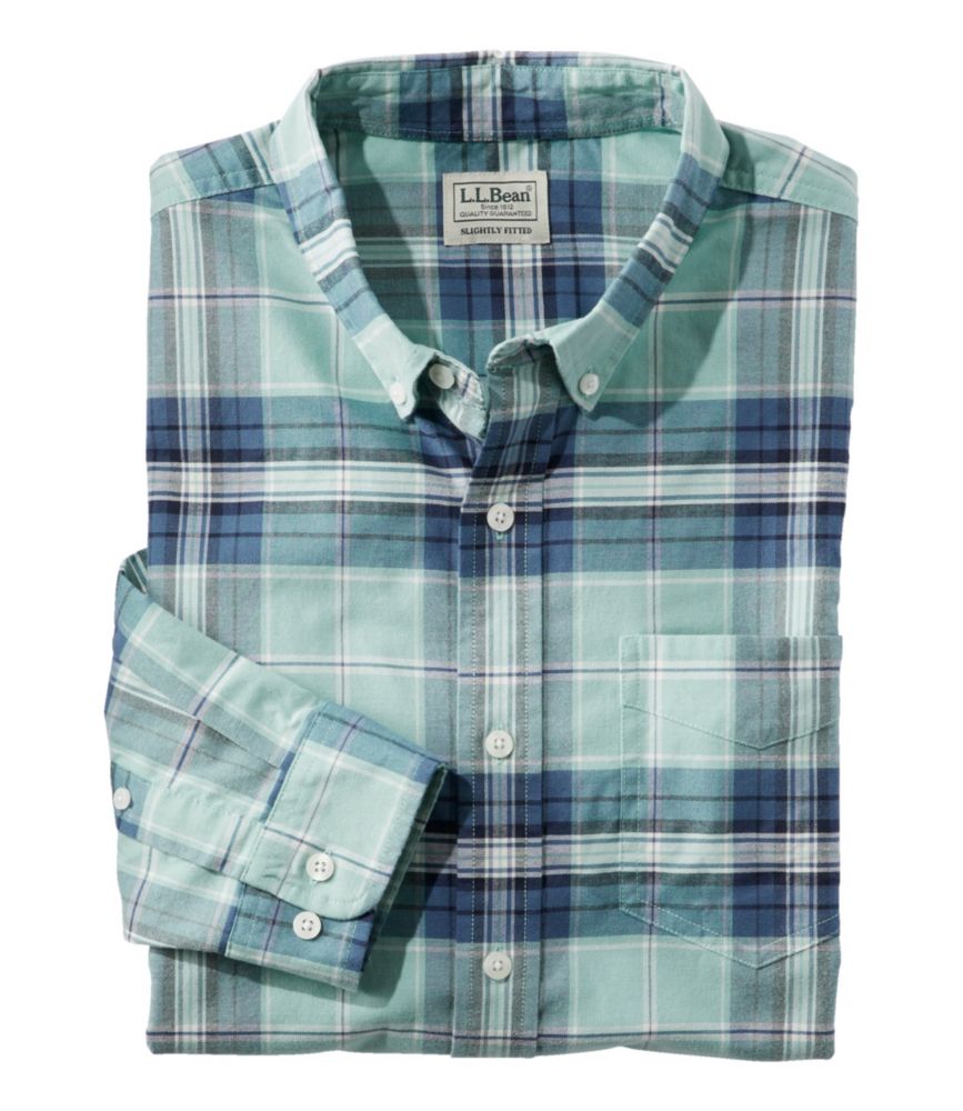 Men's Comfort Stretch® Oxford Shirt, Slightly Fitted Untucked Fit, Plaid
