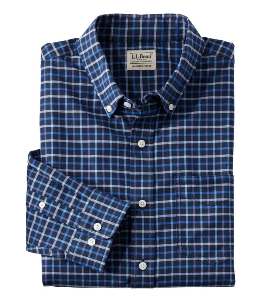 Men's Comfort Stretch® Oxford Shirt, Slightly Fitted Untucked Fit, Plaid
