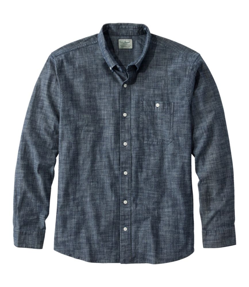 Men's Comfort Stretch® Chambray Shirt, Traditional Untucked Fit, Long-Sleeve