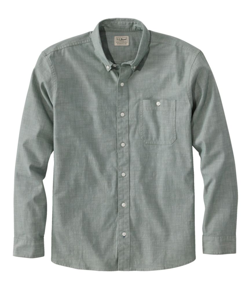 Men's Comfort Stretch® Chambray Shirt, Traditional Untucked Fit, Long-Sleeve