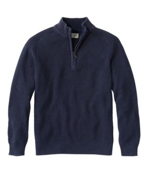 Men's Sunwashed Textured Cotton Sweater, Quarter-Zip