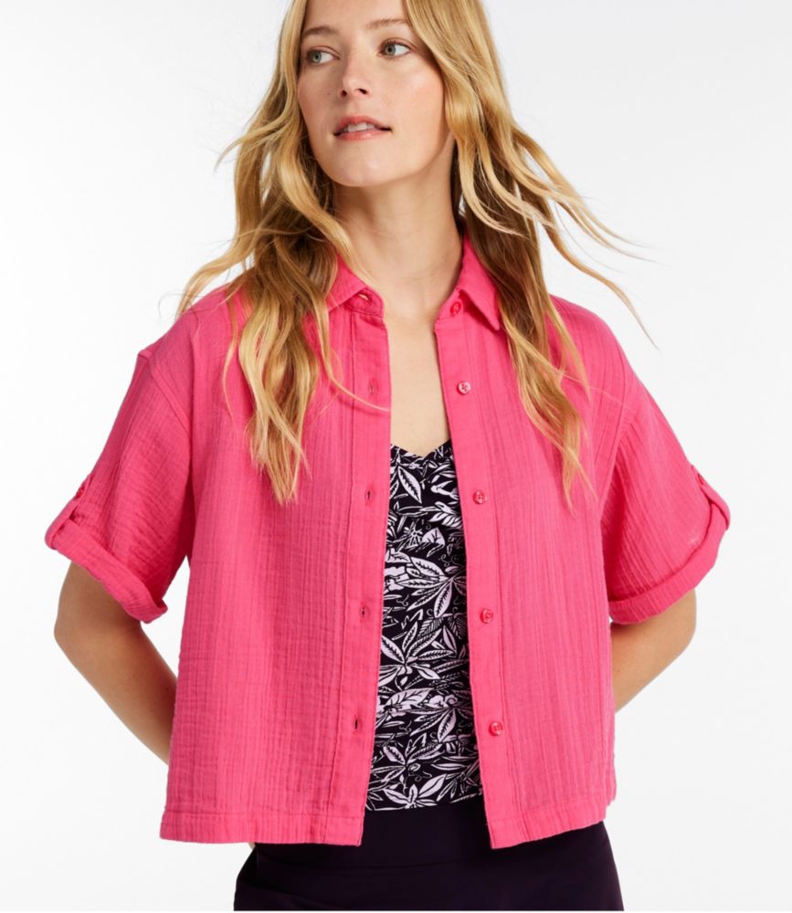 Women's Cloud Gauze Crop Button-Up Shirt