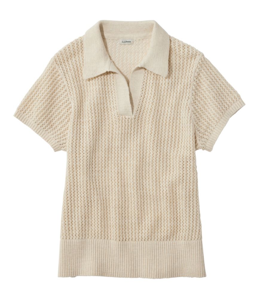 Women's Organic Cotton Slub Pointelle Sweater, Polo