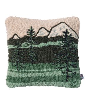 Wool Hooked Throw Pillow, Mountains, 14" x 14", New